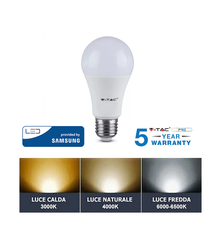 LAMPADINA LED E27 V-TAC SAMSUNG 5,5W 9W 11W 15W 17W LUCE BIANCA