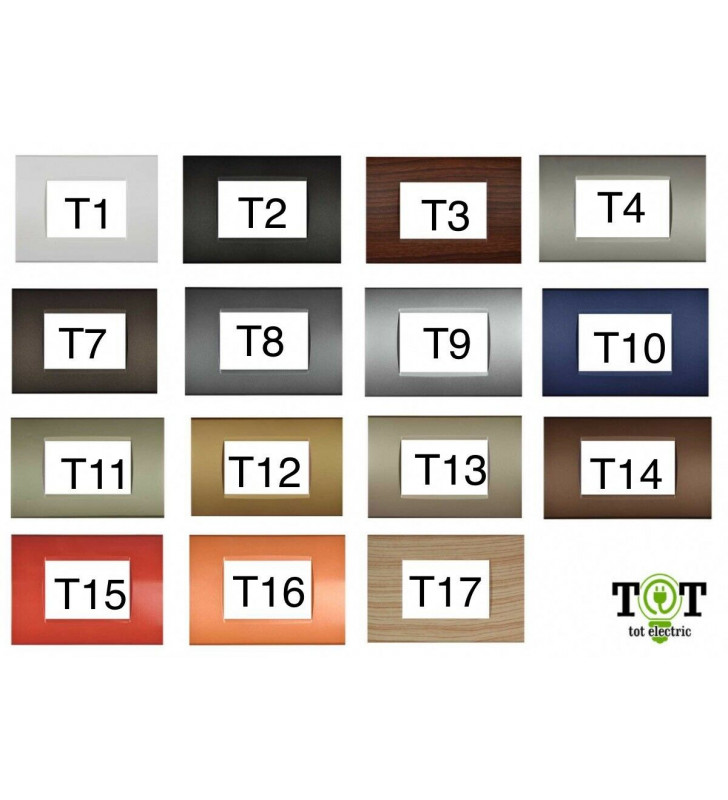 3 posti, T13 - oro satinato Placche Compatibili Bticino LIVING LIGHT placca 3 4 7 moduli vari colori per supporti LN4703 e N4703 